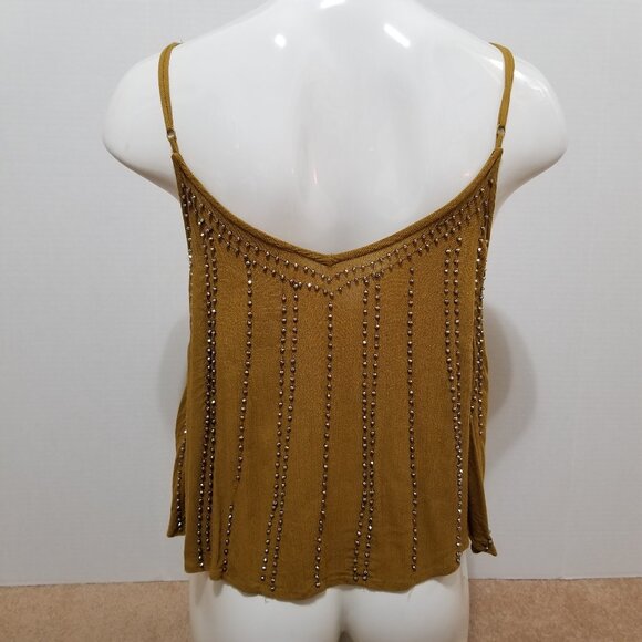 Free People top Small BB Embellished Cami beaded spaghetti strap v-neck - Picture 3 of 16